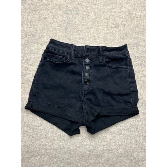 SO Super High Rise Curvy Shortie Button Fly Jean Shorts Size 1 - Picture 1 of 8